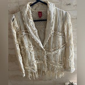 Fabulous vintage Sandy Starkman blazer jacket w/pearls&fringe